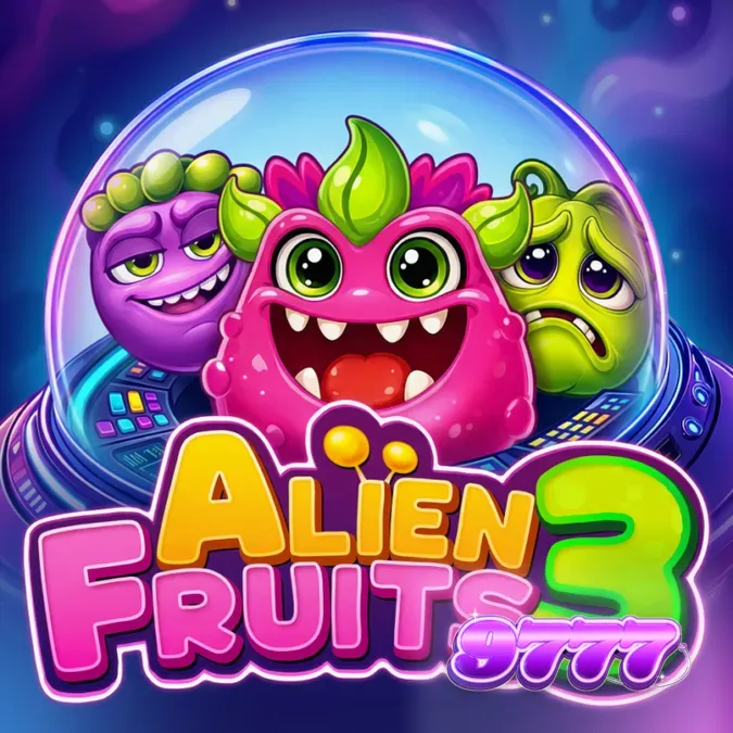 Tampilan visual slot Alien Fruits 3 dengan tema buah alien luar angkasa